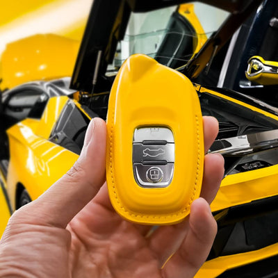 Bespoke Key Fob Covers in Yellow Nappa & Yellow Crocodile