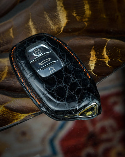 Bespoke Key Fob Cover in Black Crocodile