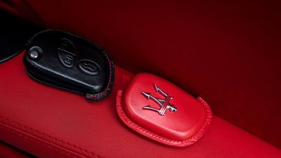 Bespoke Key Fob Covers in Black & Red Nappa