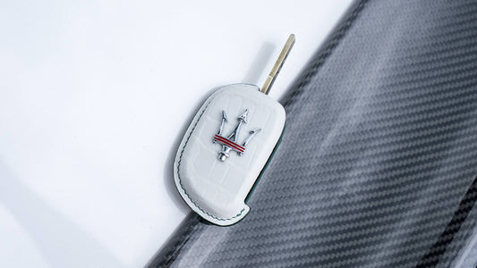 Bespoke Key Fob Cover in White Crocodile