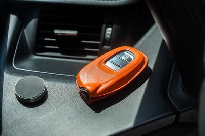 Bespoke Key Fob Cover in Orange Nappa