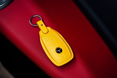 Bespoke Key Fob Cover in Yellow Nappa