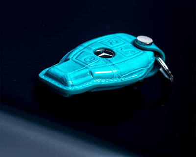 Bespoke Key Fob Cover in Turquoise Blue Crocodile