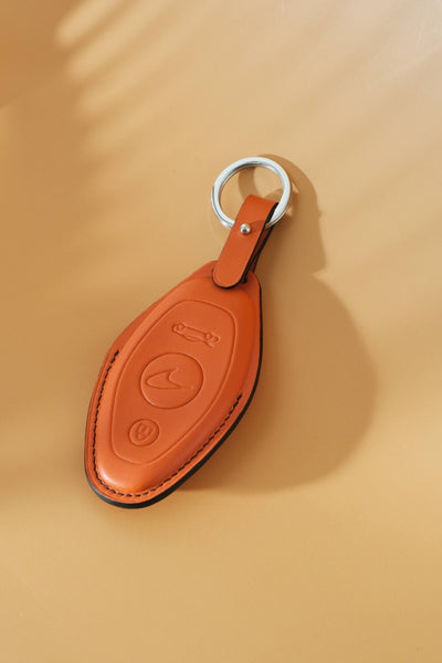 Bespoke Key Fob Cover in Orange Nappa