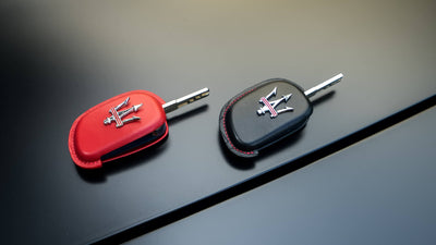 Bespoke Key Fob Covers in Black & Red Nappa