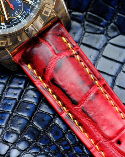 Bespoke Watch Strap in Red Himalayan Crocodile