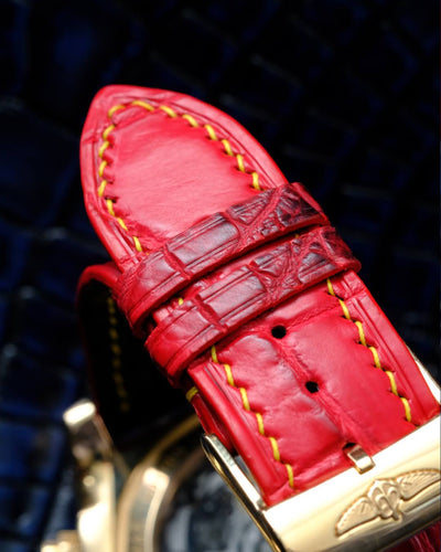 Bespoke Watch Strap in Red Himalayan Crocodile