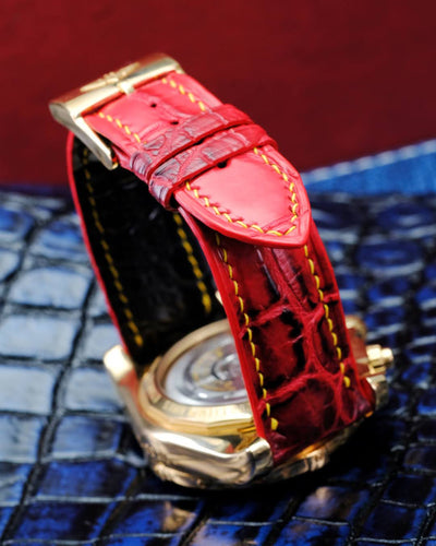 Bespoke Watch Strap in Red Himalayan Crocodile