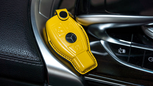 Bespoke Key Fob Cover in Yellow Nappa