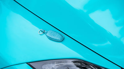 Bespoke Key Fob Cover in Turquoise Blue Crocodile