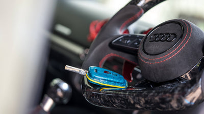 Bespoke Key Fob Cover in Turquoise Blue Crocodile