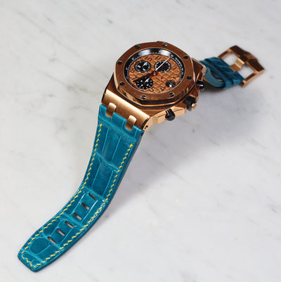 Watch Strap in Cerulean Blue Crocodile