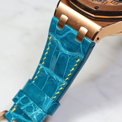 Watch Strap in Cerulean Blue Crocodile