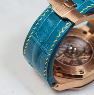 Watch Strap in Cerulean Blue Crocodile