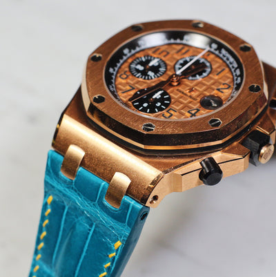 Watch Strap in Cerulean Blue Crocodile