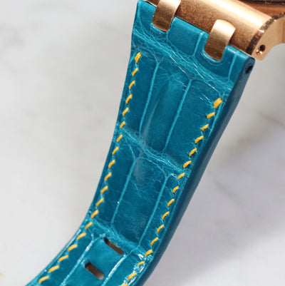 Watch Strap in Cerulean Blue Crocodile