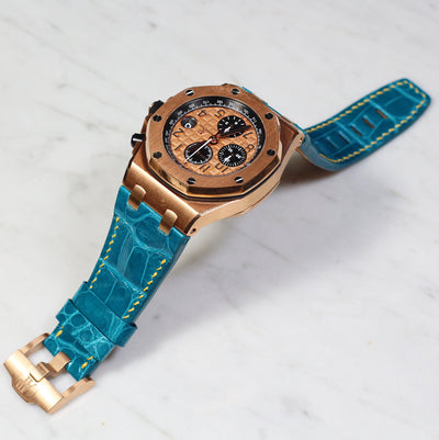 Watch Strap in Cerulean Blue Crocodile