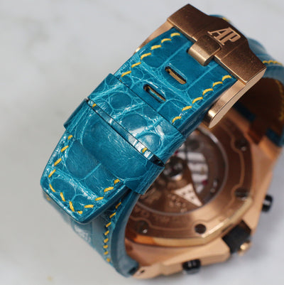 Watch Strap in Cerulean Blue Crocodile