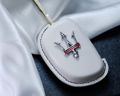 Bespoke Key Fob Cover in White Nappa