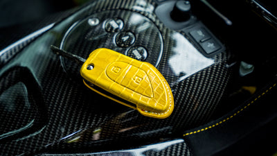 Bespoke Key Fob Cover in Yellow Crocodile