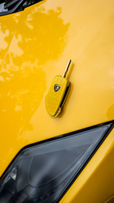 Bespoke Key Fob Cover in Yellow Crocodile