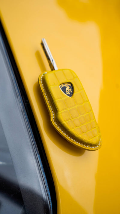 Bespoke Key Fob Cover in Yellow Crocodile