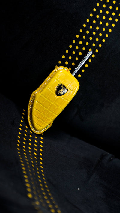 Bespoke Key Fob Cover in Yellow Crocodile